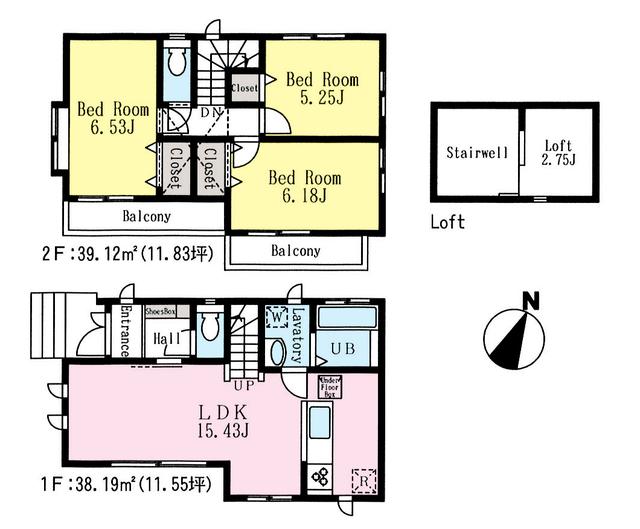 Floor plan. 66,800,000 yen, 3LDK, Land area 80.65 sq m , Building area 77.31 sq m