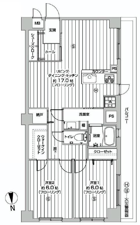 Floor plan. 2LDK, Price 25,990,000 yen, Footprint 66 sq m , Balcony area 8.4 sq m Yotsuya eaves fifth Kyodo City Corporation