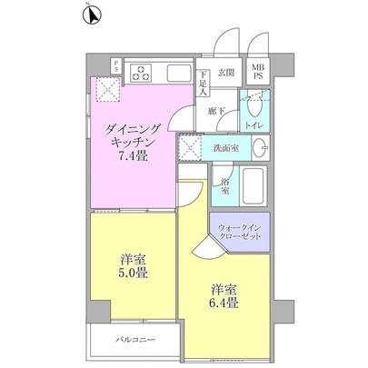 Floor plan. Footprint: 43.57 sq m  2DK type