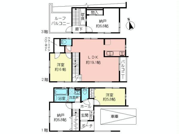 Floor plan. 69,800,000 yen, 2LDK + 2S (storeroom), Land area 80.27 sq m , Building area 114.15 sq m