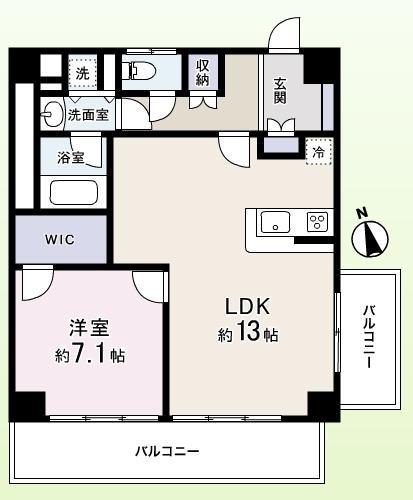 Floor plan. 2LDK, Price 36,700,000 yen, Occupied area 61.76 sq m , Balcony area 13.77 sq m