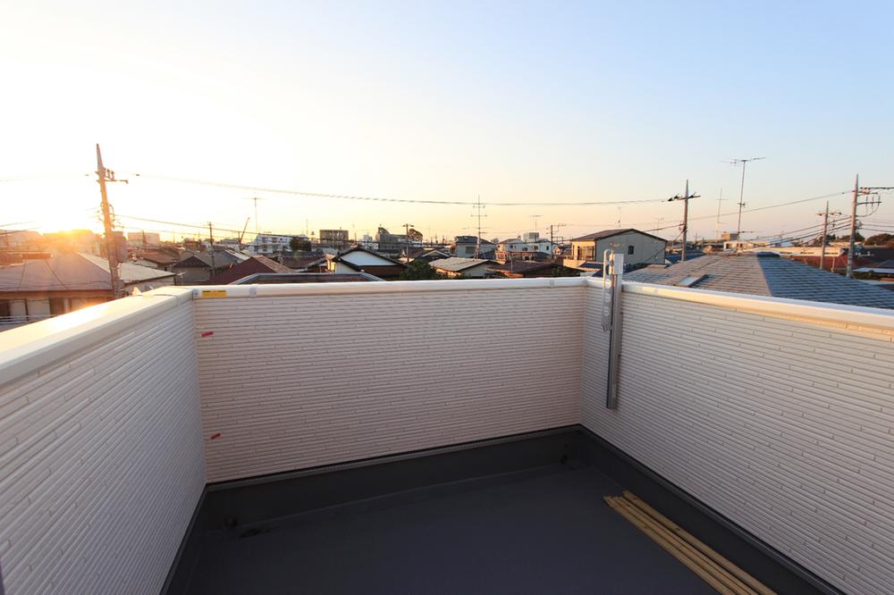 Balcony. The view from the rooftop balcony