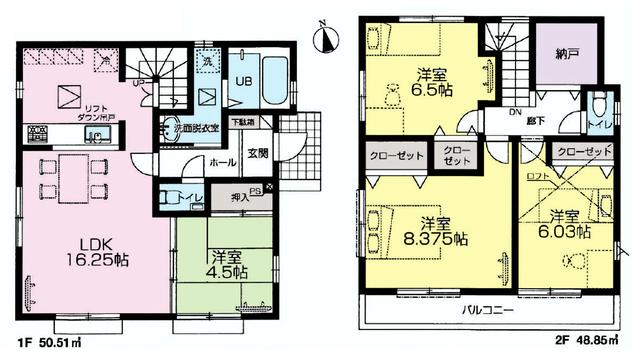 Floor plan. 68,800,000 yen, 4LDK, Land area 100 sq m , Building area 99.36 sq m