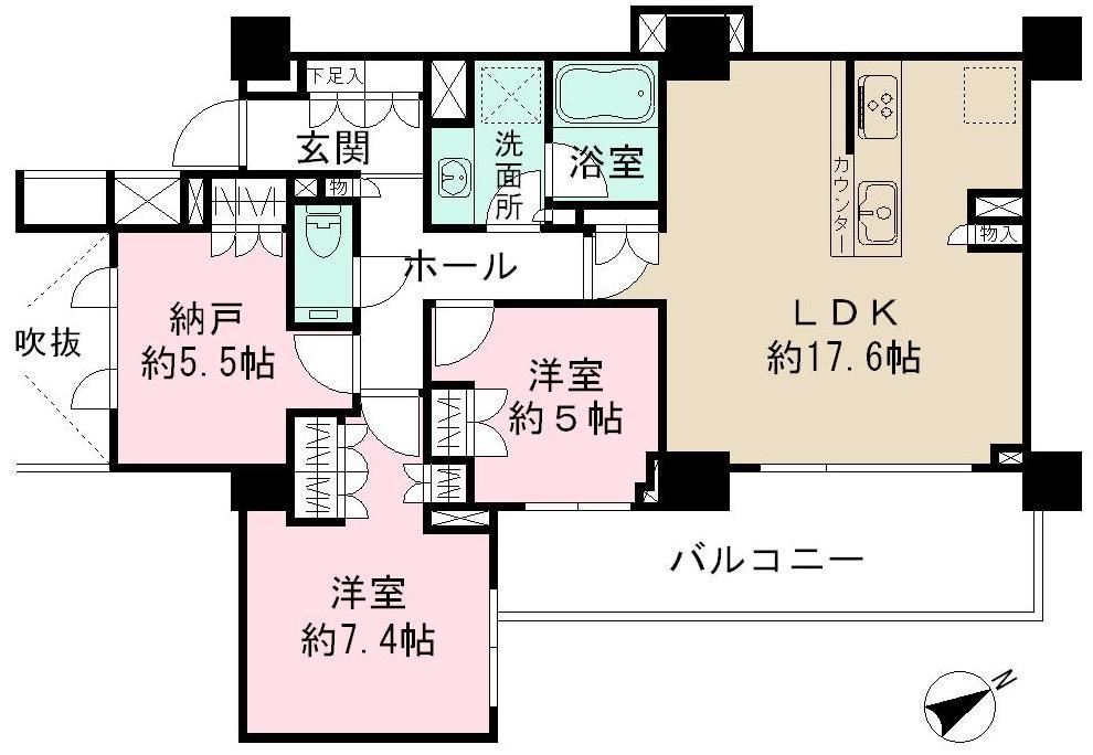 Floor plan. 2LDK + S (storeroom), Price 55,800,000 yen, Occupied area 81.51 sq m , Balcony area 13.59 sq m