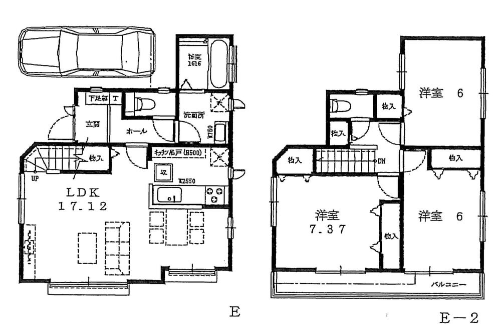 Building plan example (floor plan). Building plan example (E No. land) 3LDK, Land price 48 million yen, Land area 91 sq m , Building price 10.8 million yen, Building area 93.16 sq m