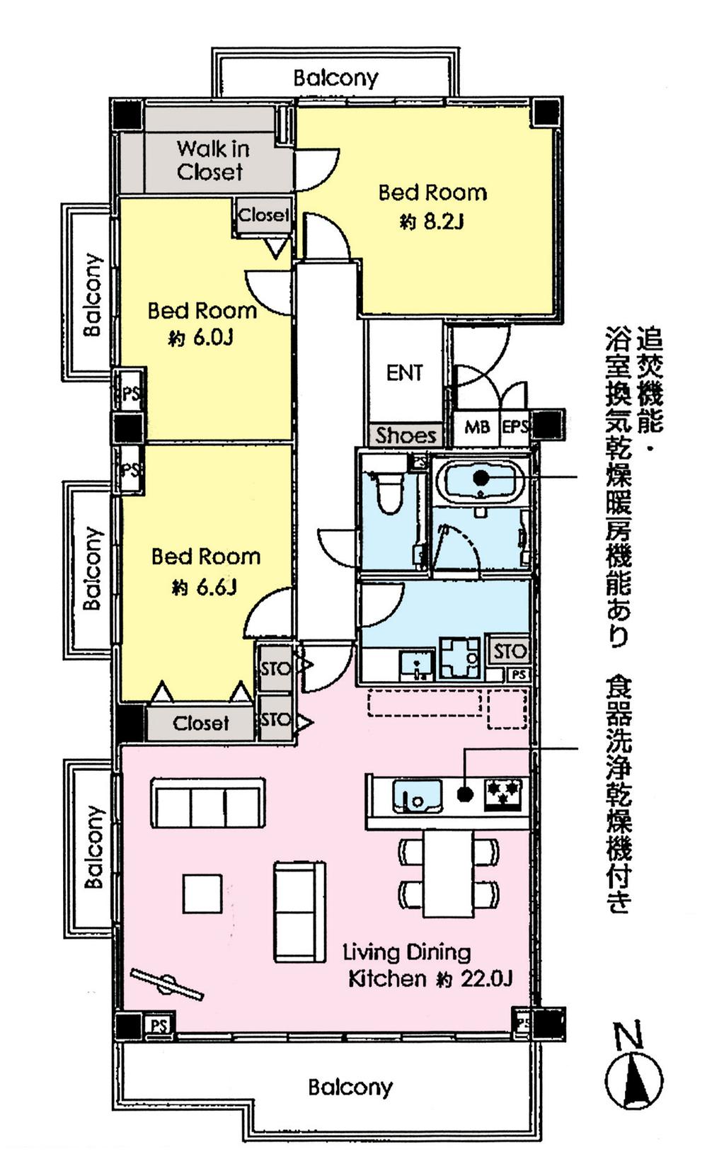 Floor plan. 3LDK, Price 64,800,000 yen, Occupied area 99.25 sq m , Balcony area 9.07 sq m 3LDK, Southwest North 3 direction room