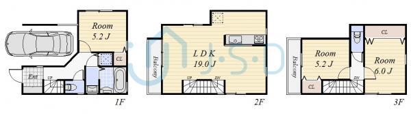 Floor plan. 51,800,000 yen, 3LDK, Land area 55.75 sq m , Building area 95.58 sq m