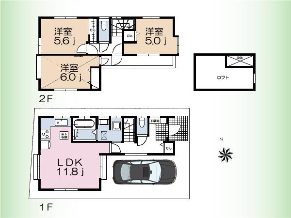 Floor plan. 58,800,000 yen, 3LDK, Land area 72.52 sq m , Building area 71.63 sq m floor plan