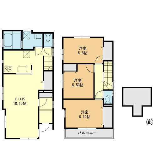 Floor plan. 56,800,000 yen, 3LDK, Land area 105.61 sq m , Building area 86.42 sq m floor plan