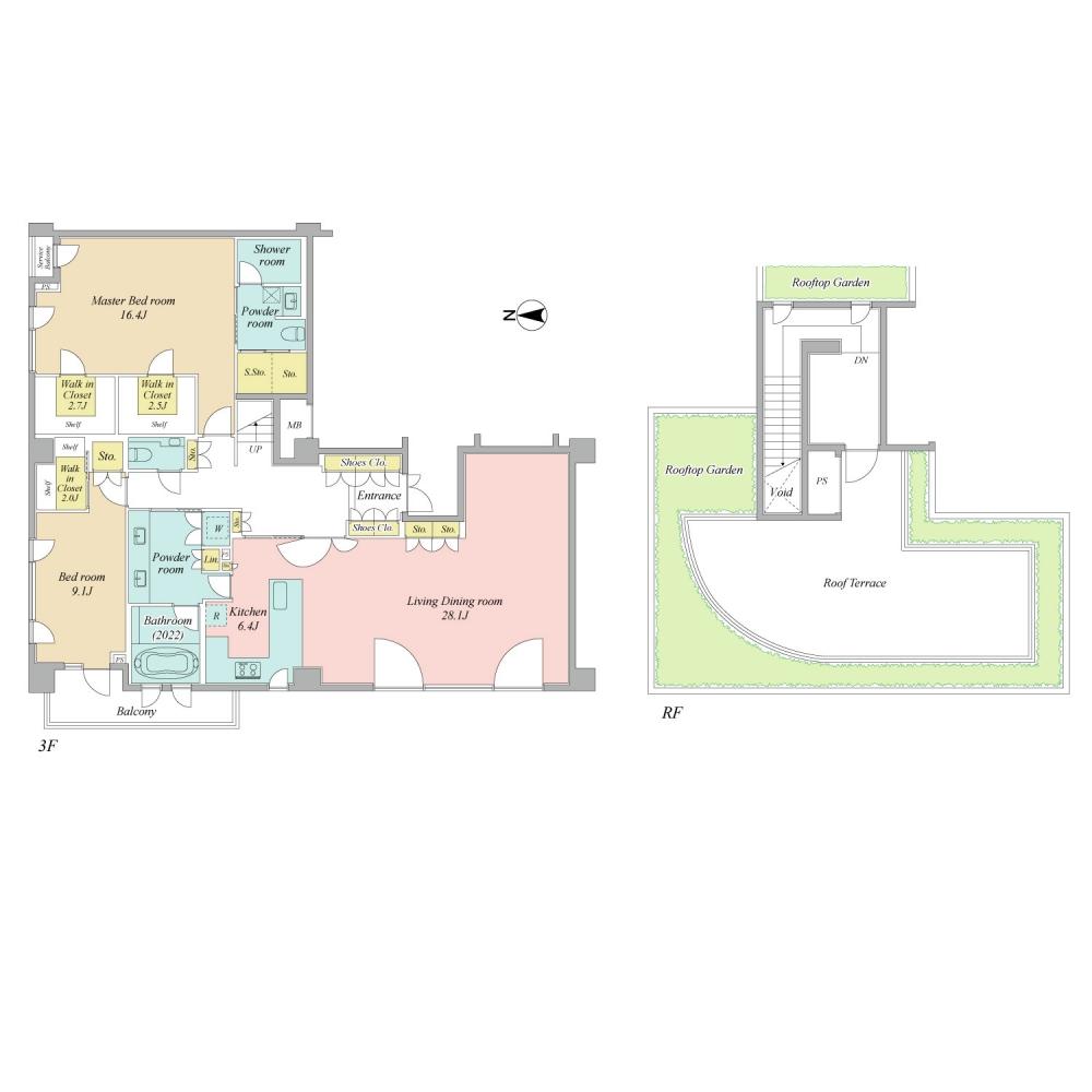 Floor plan. 2LDK, Price 100 million 89.5 million yen, Footprint 175.82 sq m , Balcony area 6.87 sq m