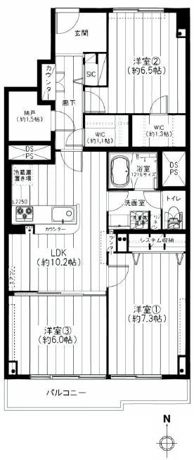 Floor plan. 3LDK + S (storeroom), Price 34,900,000 yen, Occupied area 77.69 sq m , Balcony area 7.92 sq m