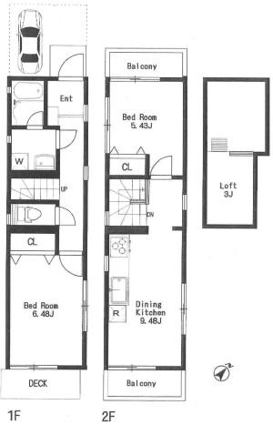 Floor plan. 39,800,000 yen, 2DK, Land area 56.3 sq m , Building area 56.24 sq m building area 56.24 square meters