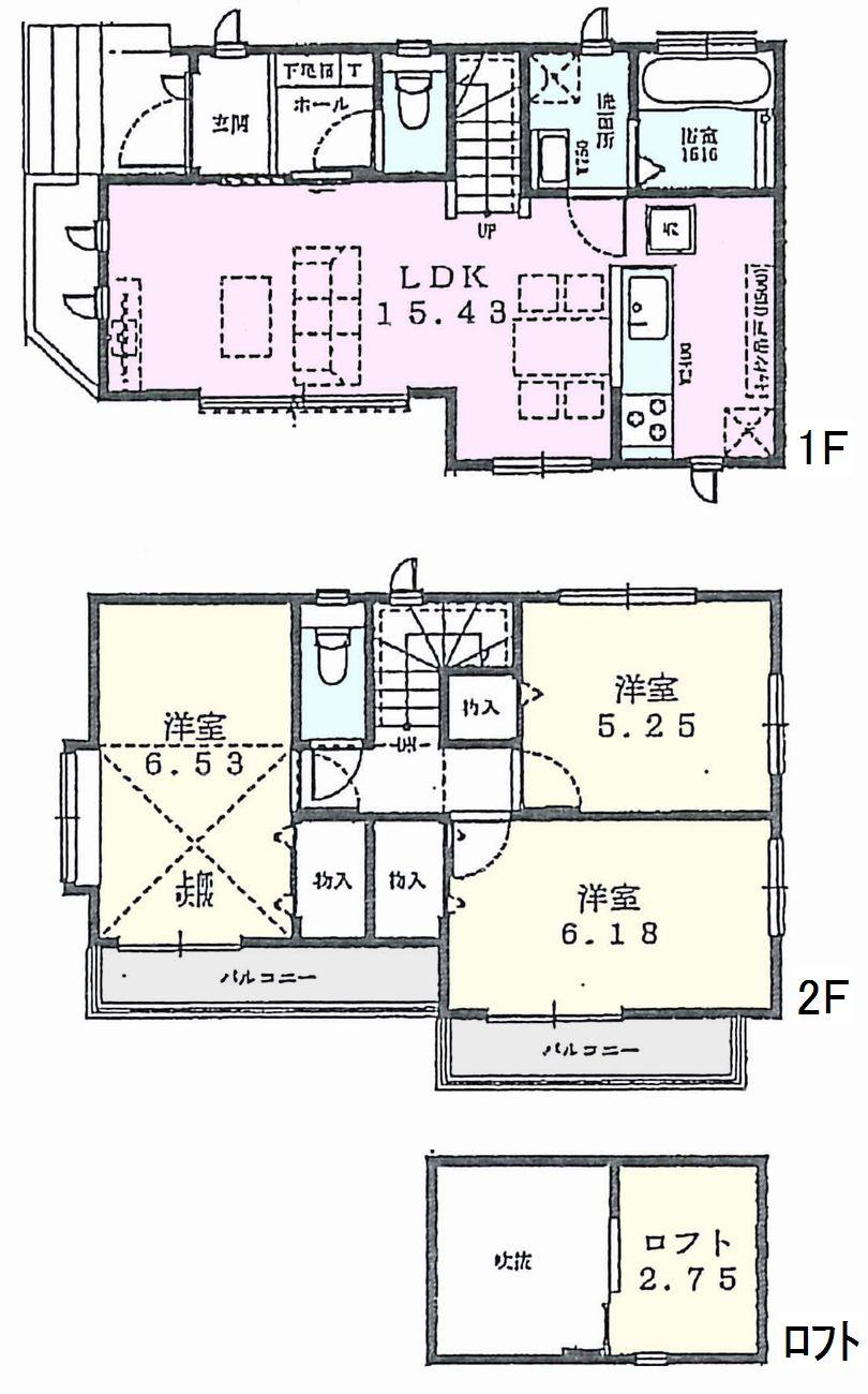 Floor plan. 66,800,000 yen, 3LDK, Land area 80.65 sq m , Building area 77.31 sq m