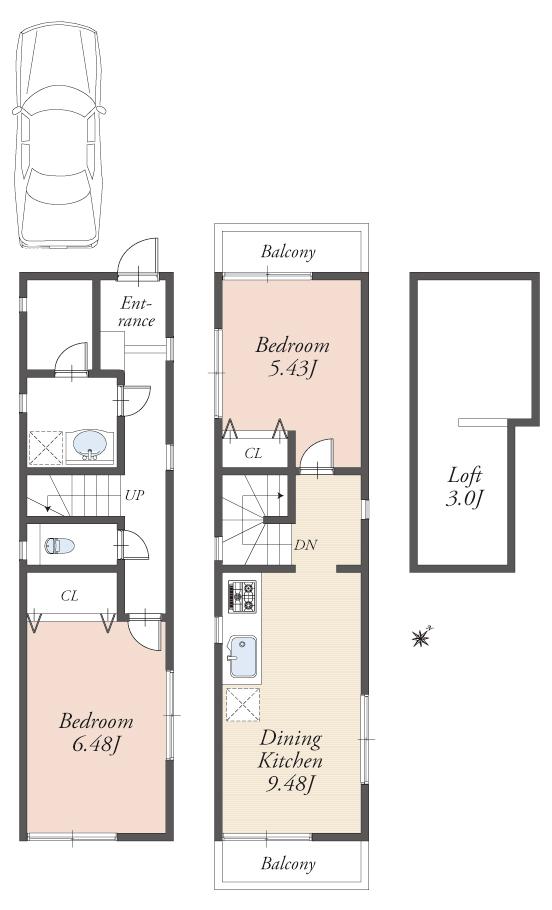 Floor plan. 39,800,000 yen, 2DK, Land area 56.3 sq m , Building area 56.24 sq m