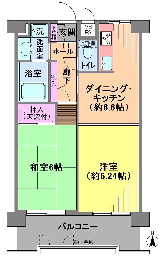 Floor plan. 2DK, Price 29,800,000 yen, Footprint 45.1 sq m , Balcony area 8.1 sq m