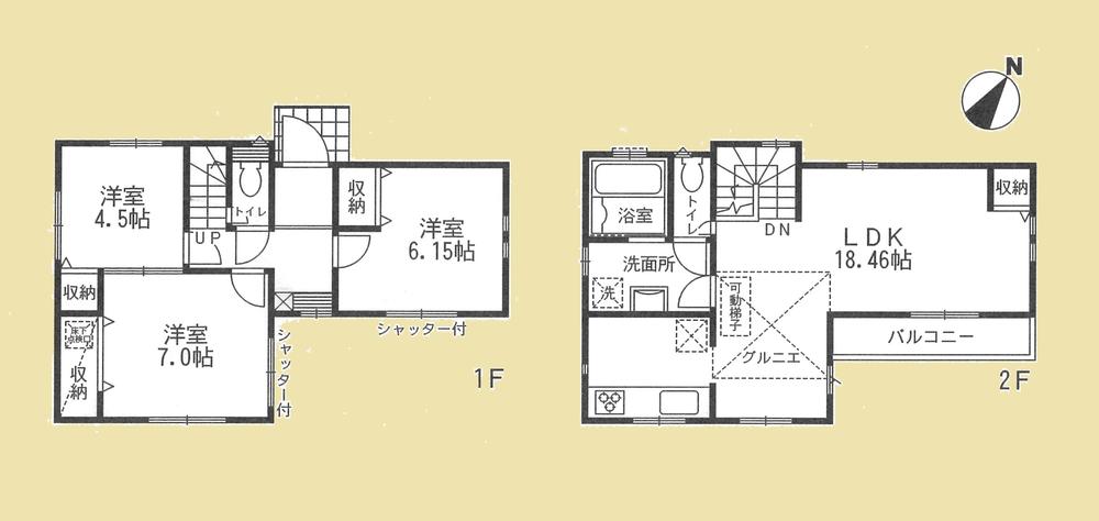 Floor plan. (1 Building), Price 57,300,000 yen, 3LDK, Land area 79.48 sq m , Building area 86.31 sq m