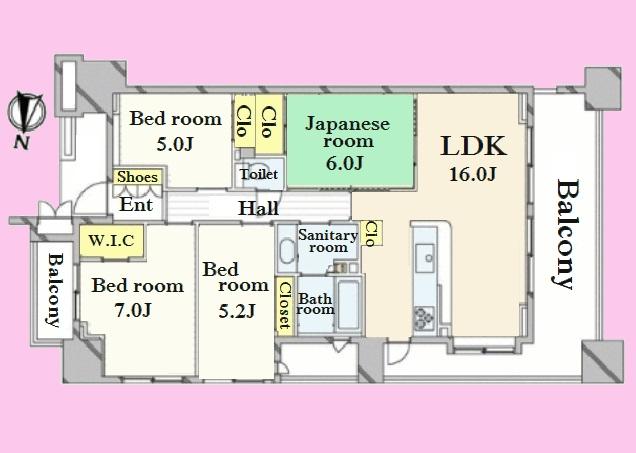 Floor plan. 4LDK, Price 54,800,000 yen, Footprint 84.9 sq m , Balcony area 22.12 sq m