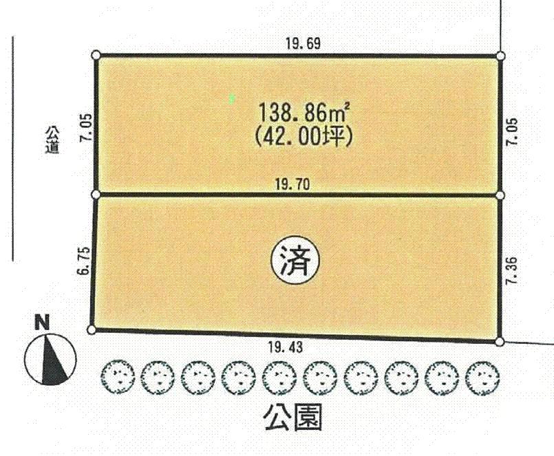 Compartment figure. Land price 69,800,000 yen, Land area 138.86 sq m   ■ Land area without building conditions About 42 square meters