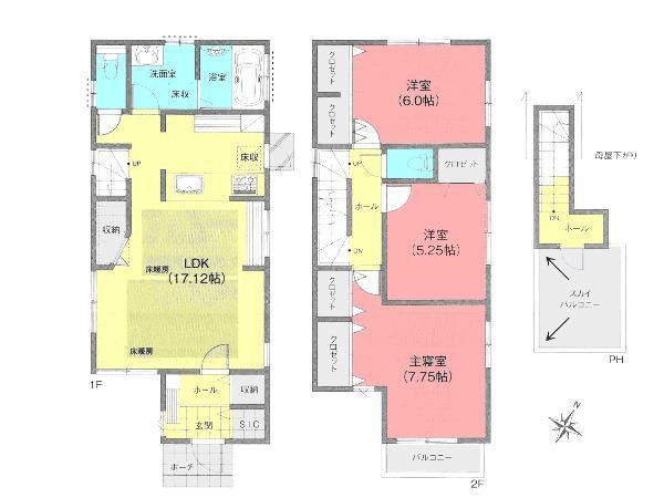 Floor plan. 48,800,000 yen, 3LDK, Land area 100.09 sq m , Building area 93.36 sq m
