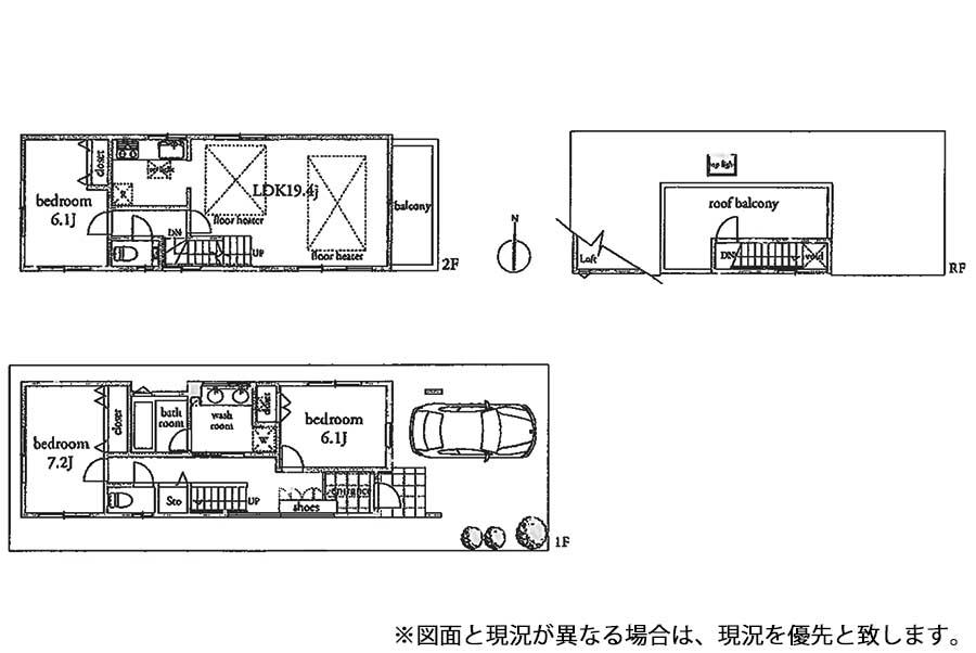 Floor plan. 88,800,000 yen, 3LDK, Land area 100.33 sq m , Building area 100.19 sq m