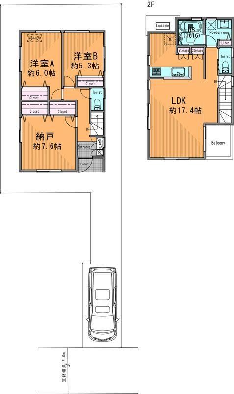 Floor plan. 74,900,000 yen, 2LDK+S, Land area 119.64 sq m , Building area 90.82 sq m Itopia home construction