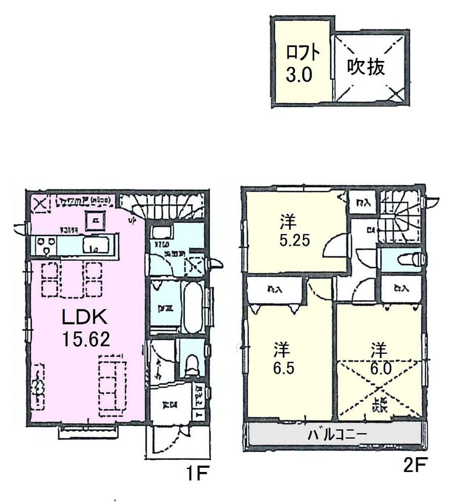 Floor plan. 53,800,000 yen, 3LDK, Land area 100.06 sq m , Building area 79.48 sq m