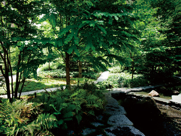 Buildings and facilities. The back of the center forest located in the center of the site, Among the Hiroo Garden Forest at the top of the hill, It is born in the raised position, Camellia Residence. It has been nurtured in this gated community, While lead to the rich forests and gradual, It creates a new color to the city landscape. (Center Forest) ※ July 2011 shooting