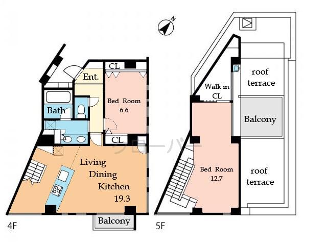 Floor plan. 2LDK, Price 79,800,000 yen, Occupied area 97.64 sq m , Balcony area 37.17 sq m
