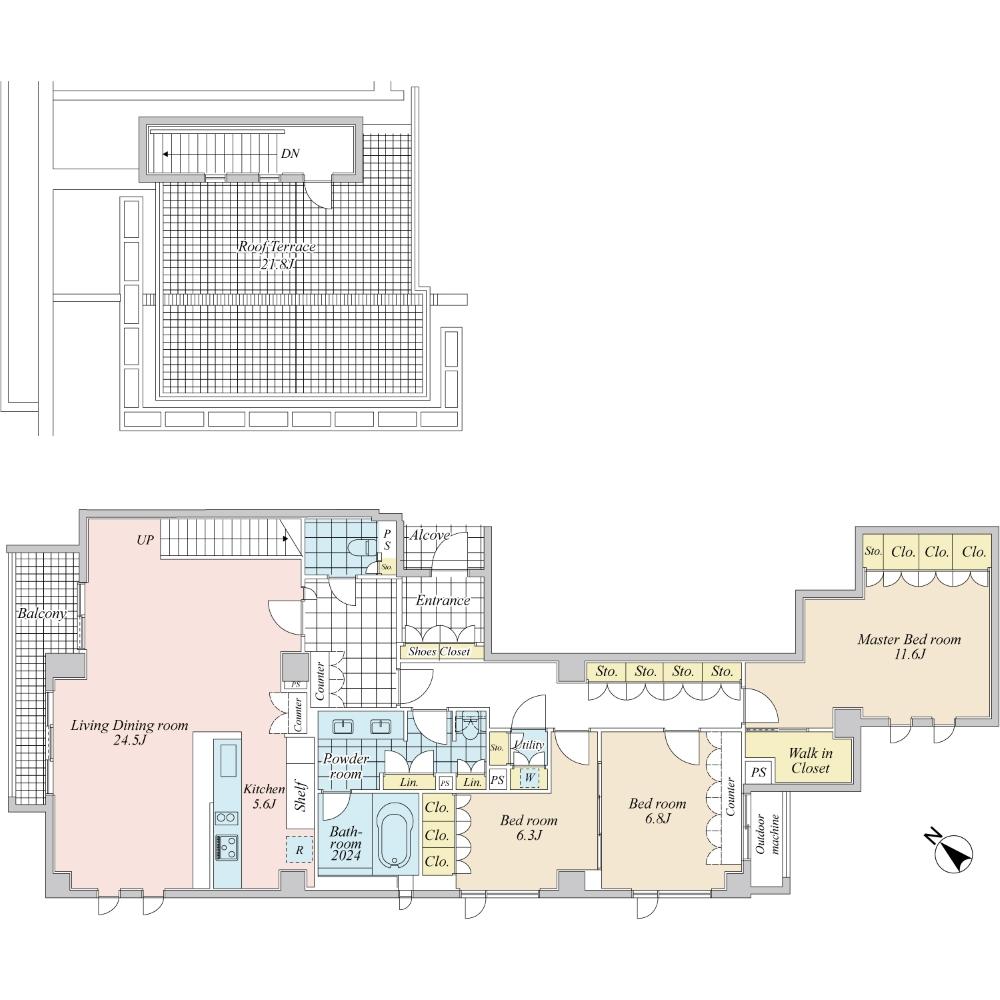 Floor plan. 3LDK, Price 200 million 48 million yen, The area occupied 151.6 sq m , Balcony area 7.81 sq m