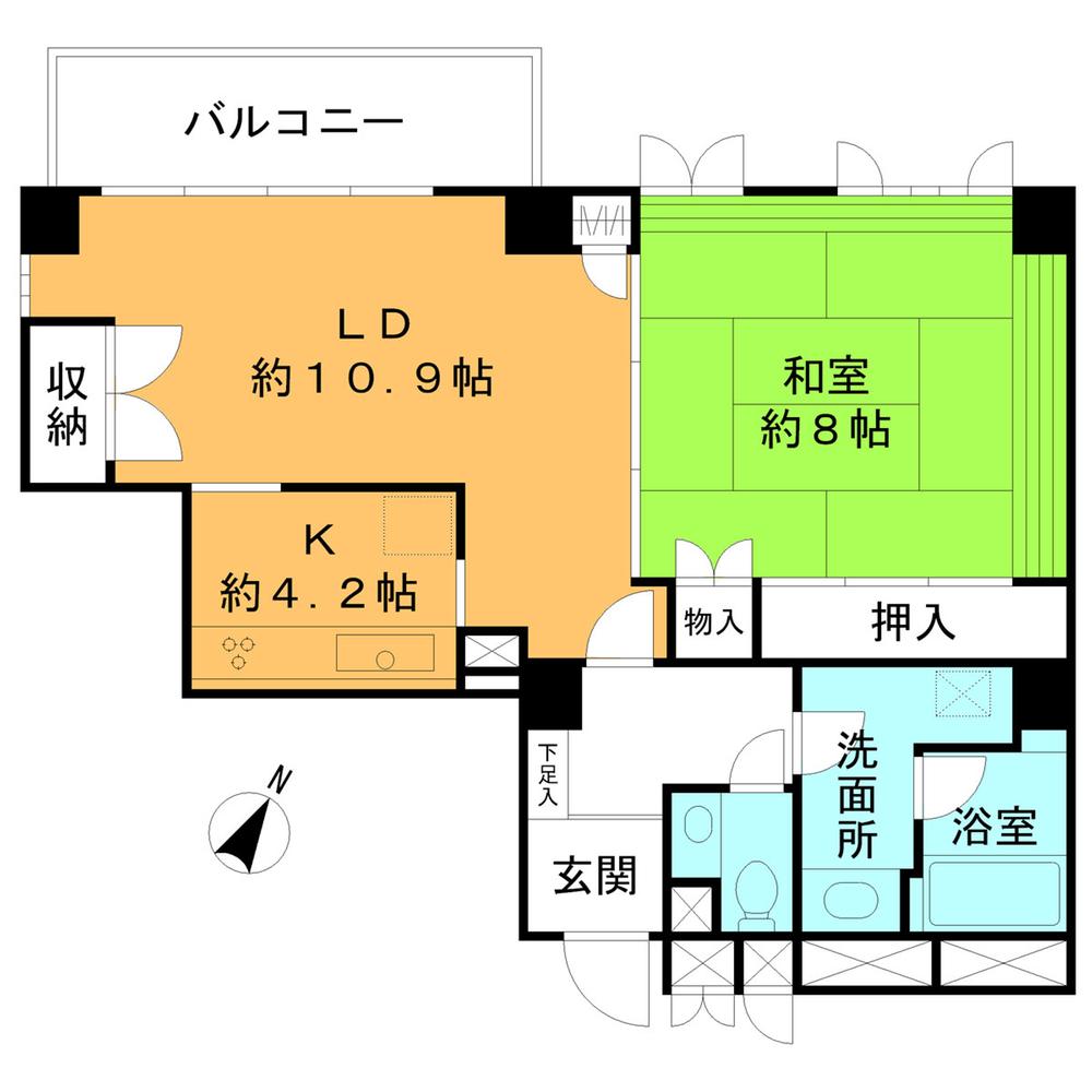 Floor plan. 1LDK, Price 84,900,000 yen, Occupied area 72.09 sq m , Balcony area 6.41 sq m