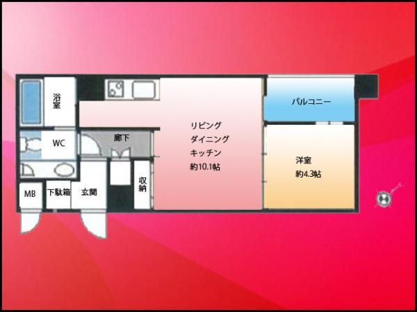 Floor plan. 1LDK, Price 42 million yen, Occupied area 36.07 sq m , Balcony area 3.78 sq m