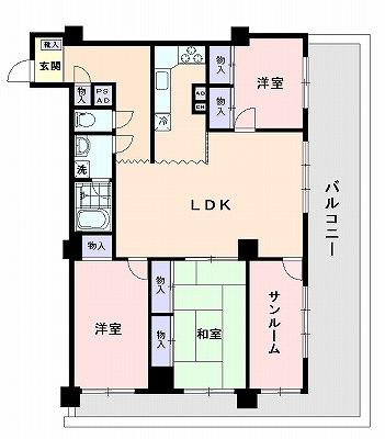 Floor plan. 3LDK + S (storeroom), Price 64 million yen, Footprint 100 sq m , Balcony area 30.75 sq m
