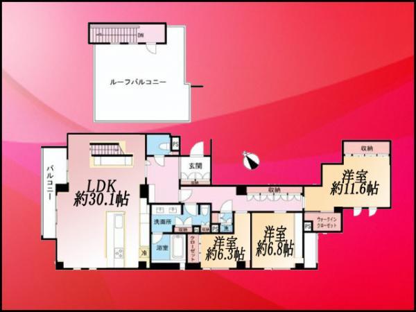 Floor plan. 3LDK+3S, Price 200 million 48 million yen, The area occupied 151.6 sq m , Balcony area 35.38 sq m