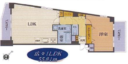 Floor plan. 1LDK ・ Occupied area 55.81 sq m ・ New interior renovation