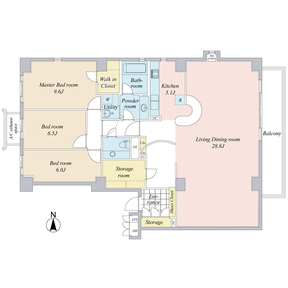Floor plan. 3LDK, Price 199 million yen, Footprint 146.54 sq m , Balcony area 10.94 sq m