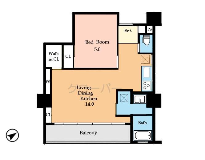 Floor plan. 1LDK, Price 28.5 million yen, Occupied area 46.44 sq m