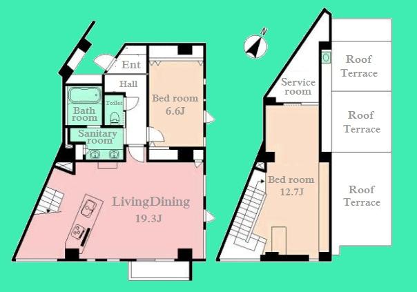 Floor plan. 2LDK, Price 79,800,000 yen, Occupied area 97.64 sq m , Balcony area 34.47 sq m