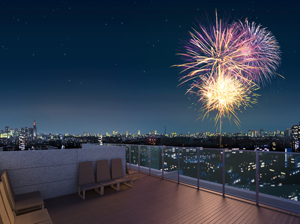 Shared facilities.  [Sky Deck Rendering CG] Are those subjected to a synthesized CG processing the appearance Rendering that caused draw based on the drawings of the Jingu Gaien fireworks and planning stage to view photographs taken from the 18th floor equivalent of the height field in November 2011, In fact the different. Also, The Terms and Conditions of Use There is a management rule. (Listings Rendering CG is, In fact the different in those drawn on the basis of the drawings of the planning stage)