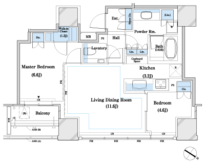 Floor: 2LDK + WIC + TR, the occupied area: 63.11 sq m, price: 85 million yen, currently on sale