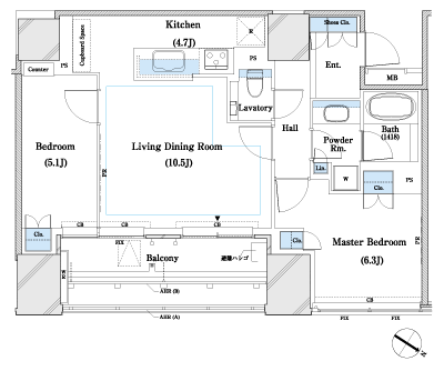 Floor: 2LDK + TR, the occupied area: 67.43 sq m, price: 89 million yen, currently on sale