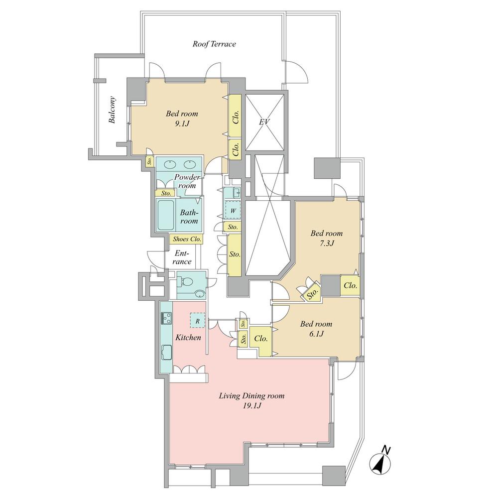 Floor plan. 3LDK, Price 94,800,000 yen, Footprint 108.94 sq m , Balcony area 16.74 sq m