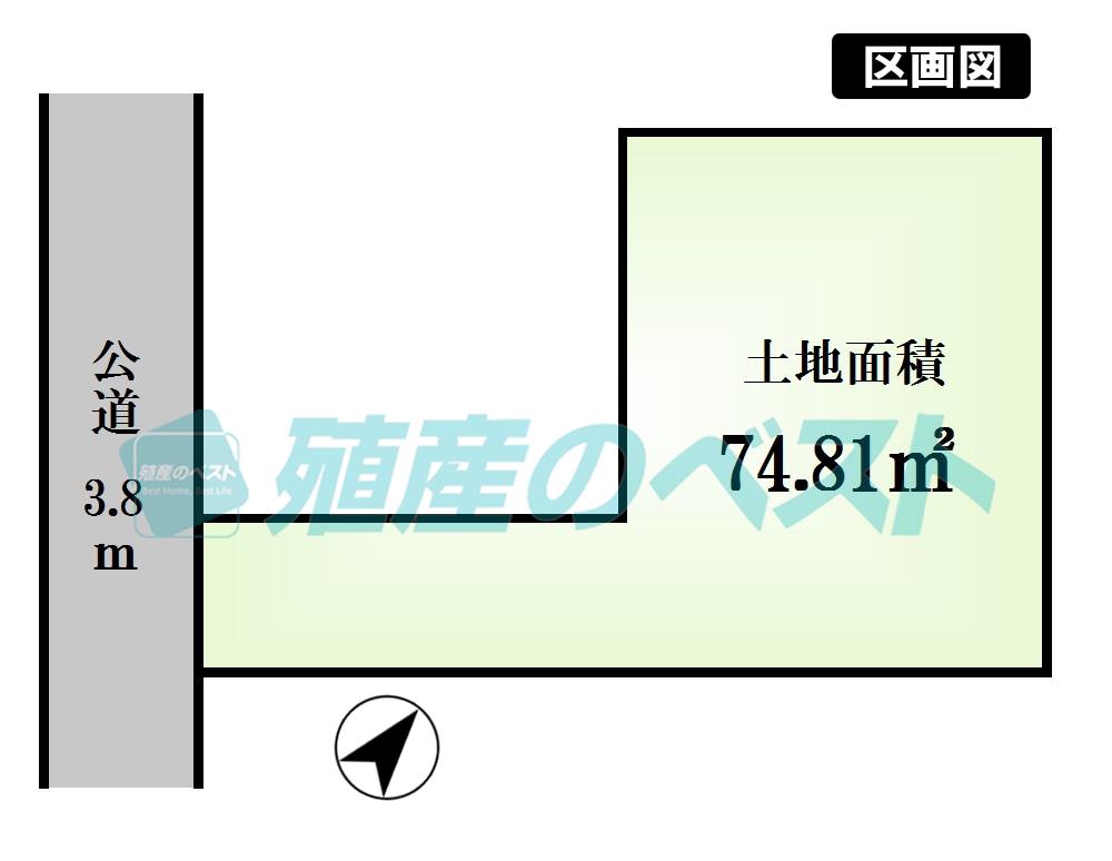 Compartment figure. Land price 34,800,000 yen, It is a land area 74.81 sq m compartment view.