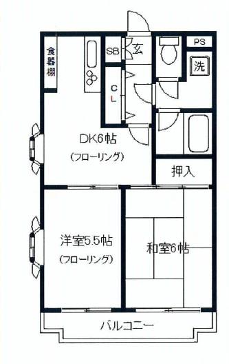 Floor plan. 2DK, Price 24,300,000 yen, Occupied area 42.33 sq m , Balcony area 4.36 sq m