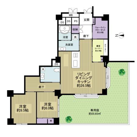 Floor plan. 2LDK + S (storeroom), Price 71,800,000 yen, Footprint 126.04 sq m
