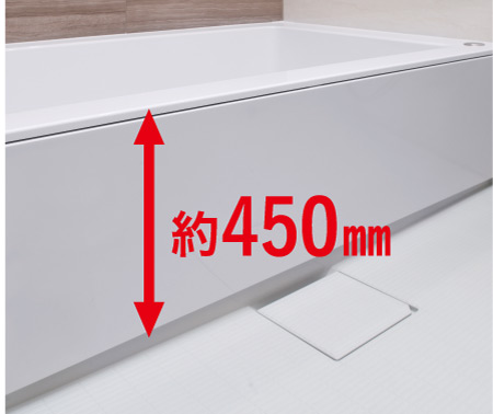 Bathing-wash room.  [Low-floor type unit bus] Suppress the straddle sales to bath to about 450mm, Steps of the entrance was also as much as possible resolved, It has adopted a unit bus of the low-floor design. Further established the handrail on the wall. Corresponding to the aging society can and out of the bathtub while caught in the handrail, Is a specification-friendly people. Since the tub edge is wide puts sitting at the time of bathing. (Same specifications)
