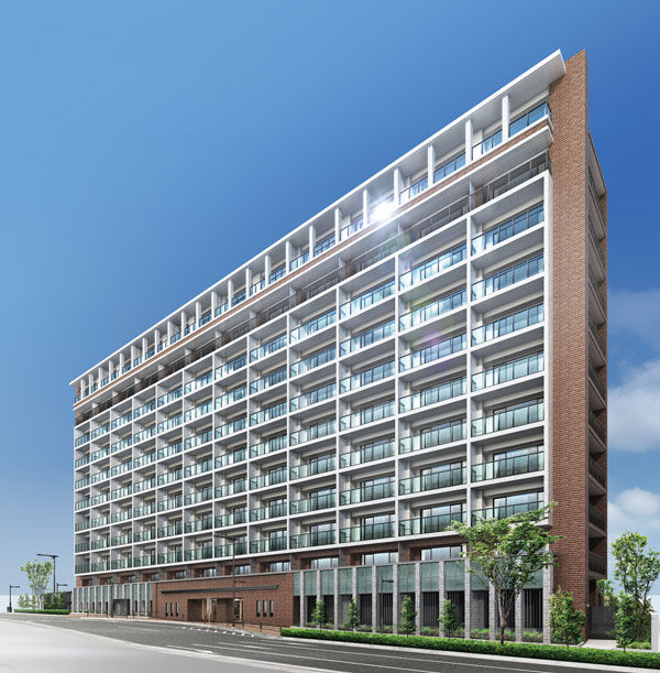 Features of the building.  [appearance] Appearance is based on the brick tile, The foundation part arranged colonnaded stone, The stately appearance.  And a combination of modern materials, such as "glass railing," "aluminum louver", Create the mansion to increase their value over time. (Rendering)