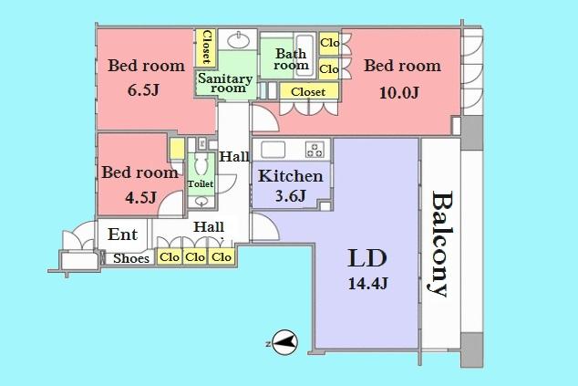 Floor plan. 3LDK, Price 85 million yen, Occupied area 88.85 sq m , Balcony area 10.05 sq m