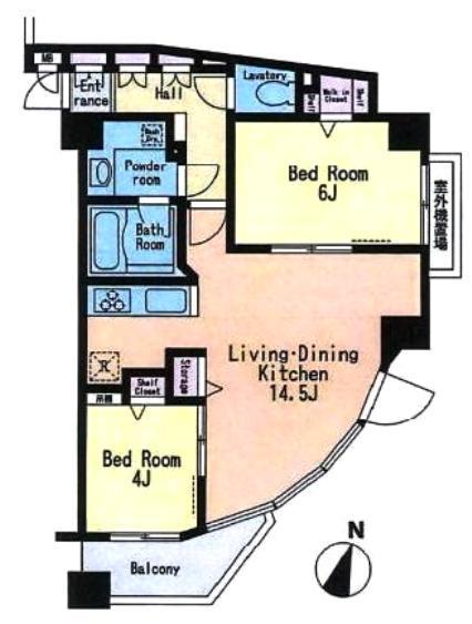 Floor plan. 2LDK, Price 48,500,000 yen, Occupied area 56.49 sq m , Balcony area 4.43 sq m