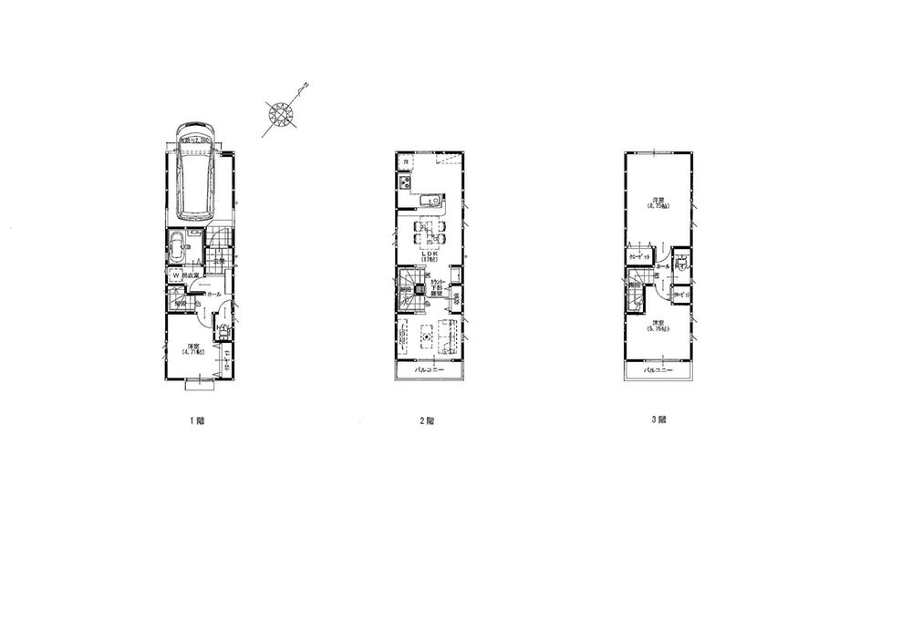 Building plan example (floor plan). Building plan example (1 Building) 3LDK, Land price 42,800,000 yen, Land area 55.8 sq m , Building price 17 million yen, Building area 85.7 sq m