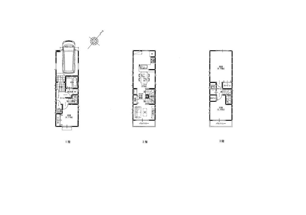 Building plan example (floor plan). Building plan example (Building 2) 3LDK, Land price 42,800,000 yen, Land area 55.85 sq m , Building price 17 million yen, Building area 85.7 sq m